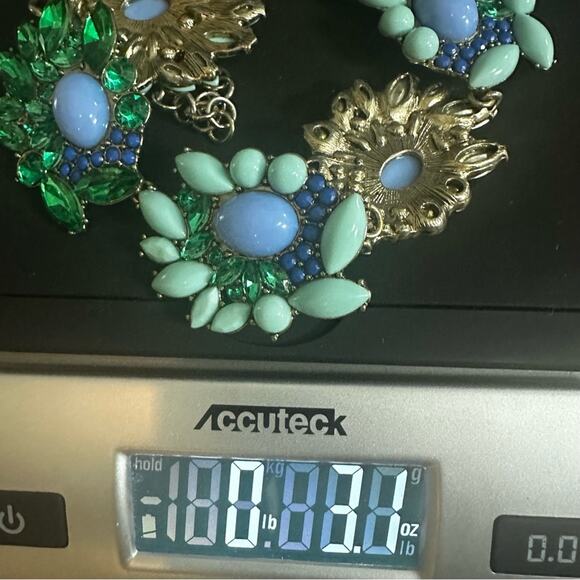 J Crew Blue Green Statement Necklace Retro Summer Casual Resort Preppy Vacation - Picture 6 of 9